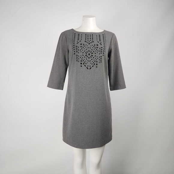 Banana Republic Grey Laser Cut Sheath Dress Size 6 - Picture 1 of 9